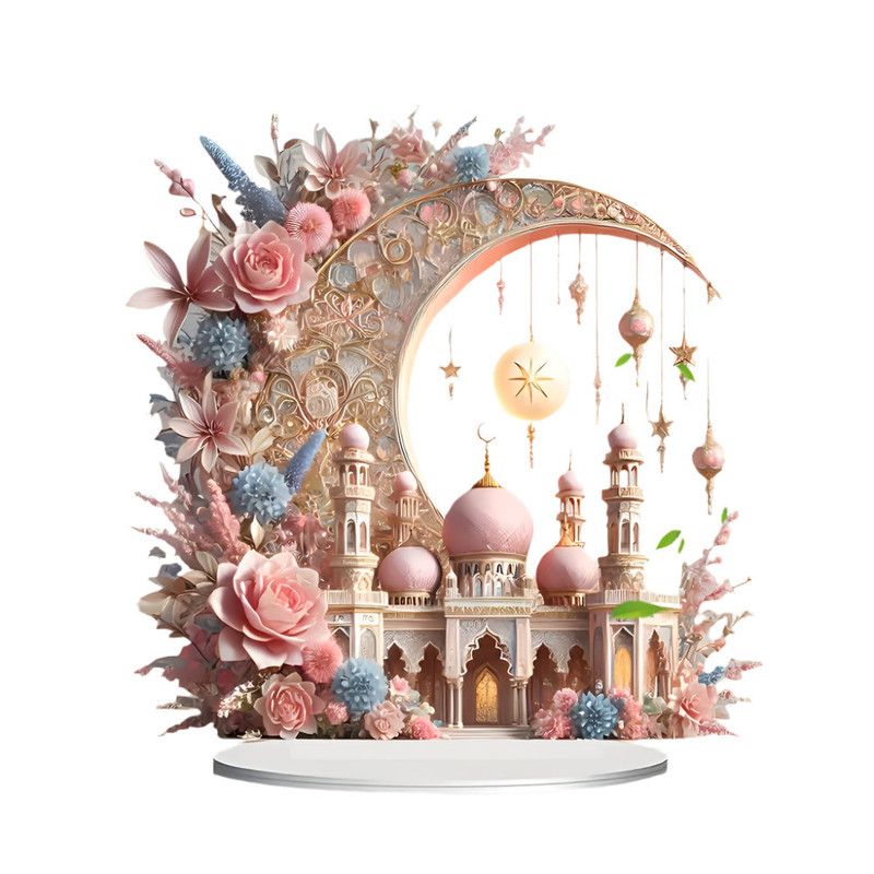 2D Ramadan Crescent Moon & Mosque Acrylic Decor view 3