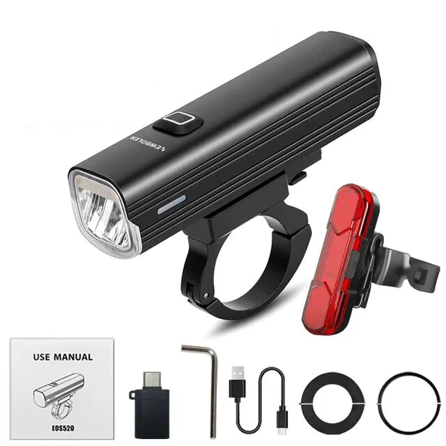 USB Rechargeable Bicycle Light Set Black view 2