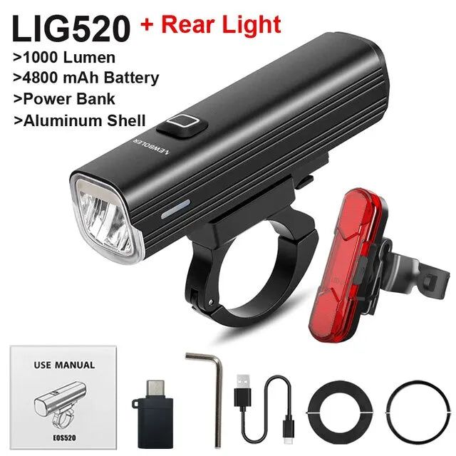 USB Rechargeable Bicycle Light Set Black view 3