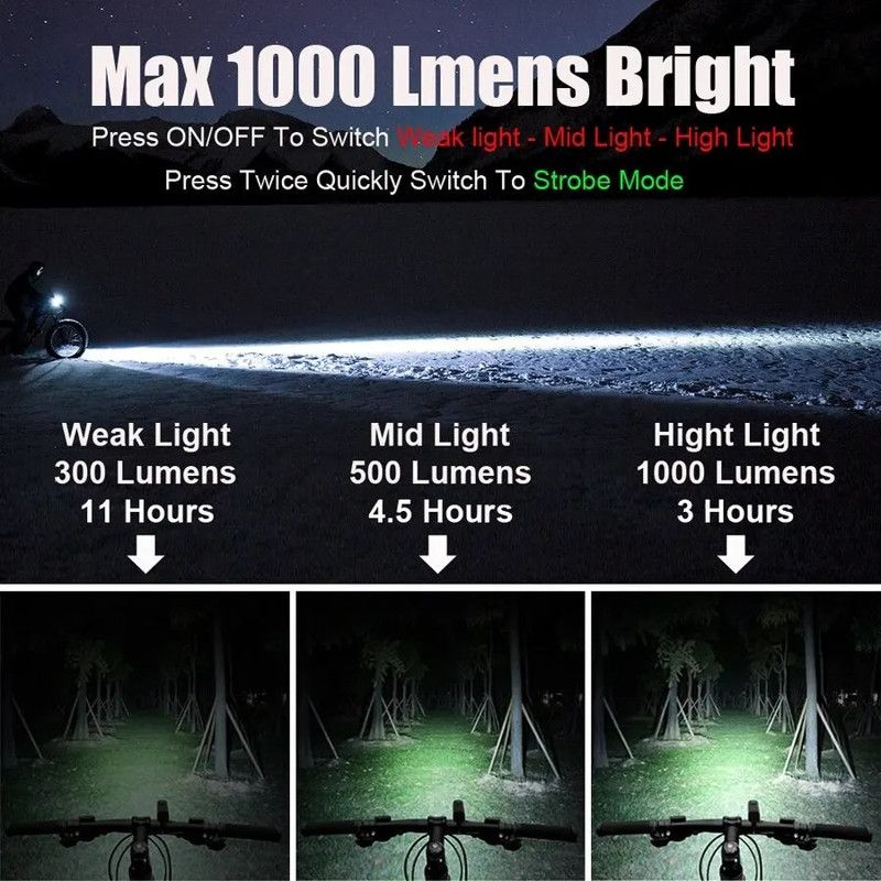 USB Rechargeable Bicycle Light Set Black view 4