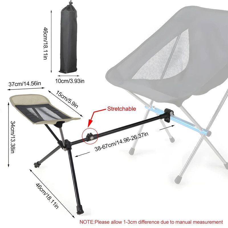 Portable Folding Chair Footrest Khaki view 2