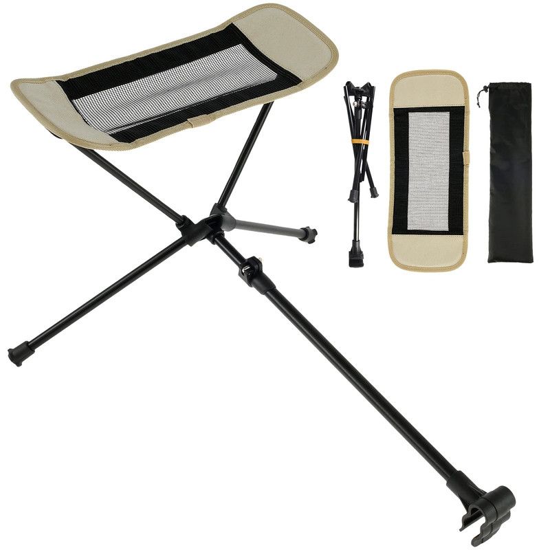 Portable Folding Chair Footrest Khaki view 3