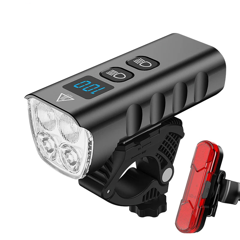 6400mAh USB Rechargeable Bike Light Black — image 1