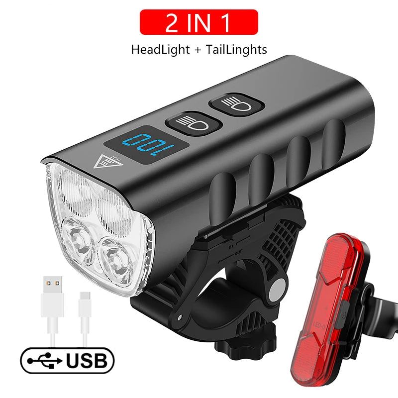 6400mAh USB Rechargeable Bike Light Black view 6