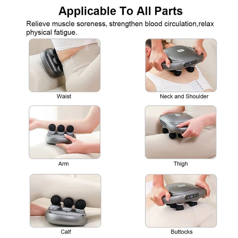 6-Head Fascia Massage Gun Tissue Muscle Black view 4