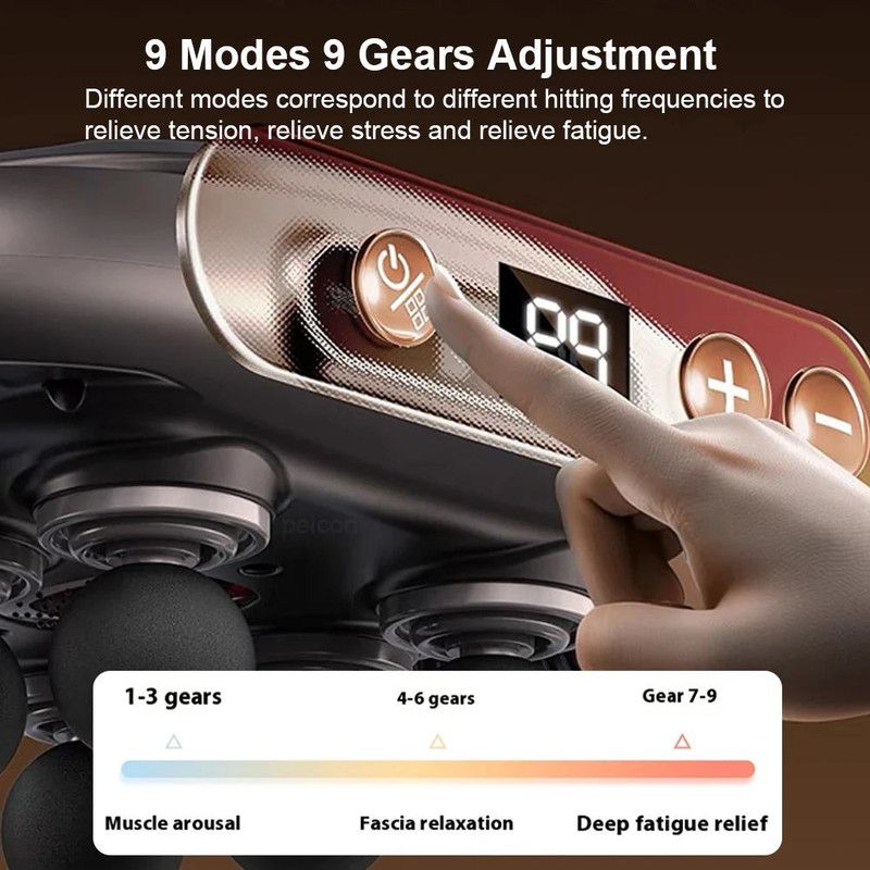 6-Head Fascia Massage Gun Tissue Muscle Black view 6