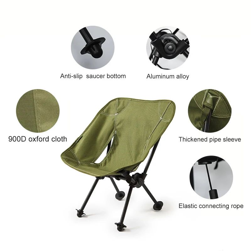 Childrens Camping Moon Chair Green view 2