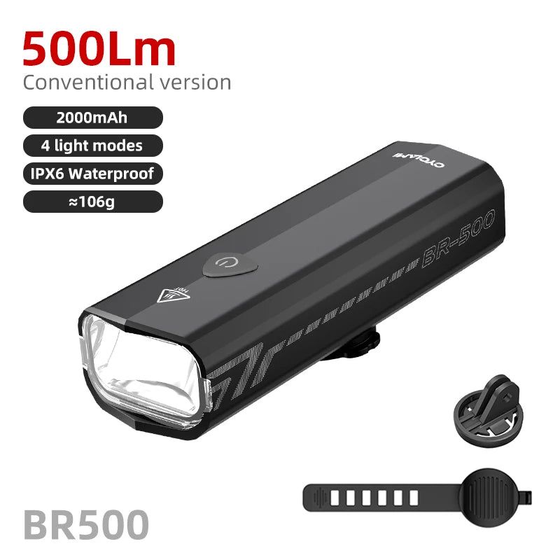 500 Lumen USB Rechargeable Bike Light Black view 3