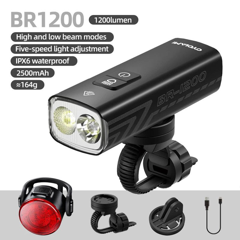 Bicycle Headlight with Taillight Black view 2