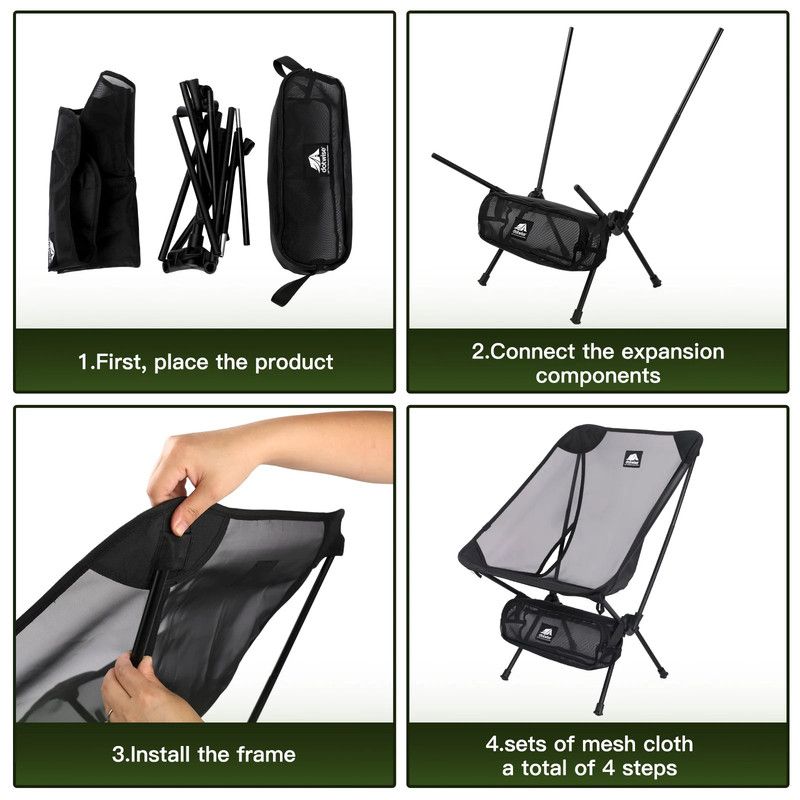 2pcs Outdoor Folding Moon Chairs Black view 2