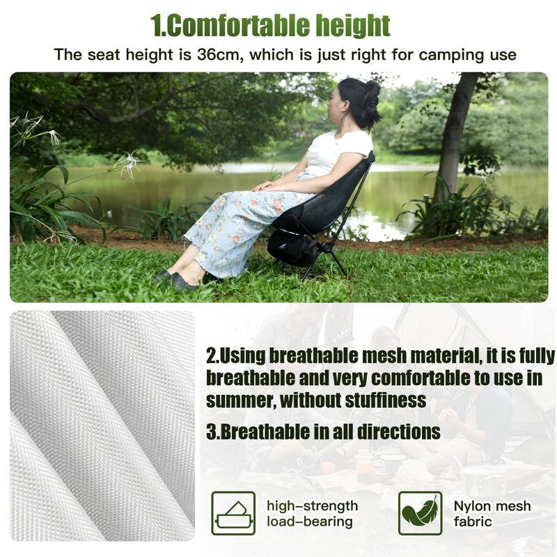 2pcs Outdoor Folding Moon Chairs Black view 3