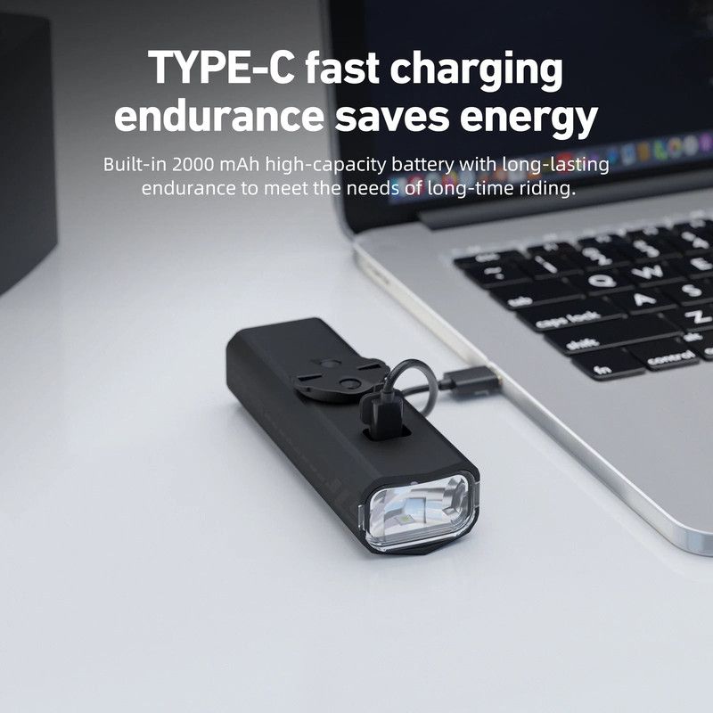 500 Lumen USB-C Rechargeable Bike Light Black view 4