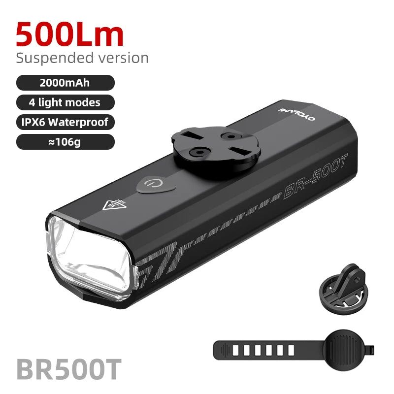 500 Lumen USB-C Rechargeable Bike Light Black view 6