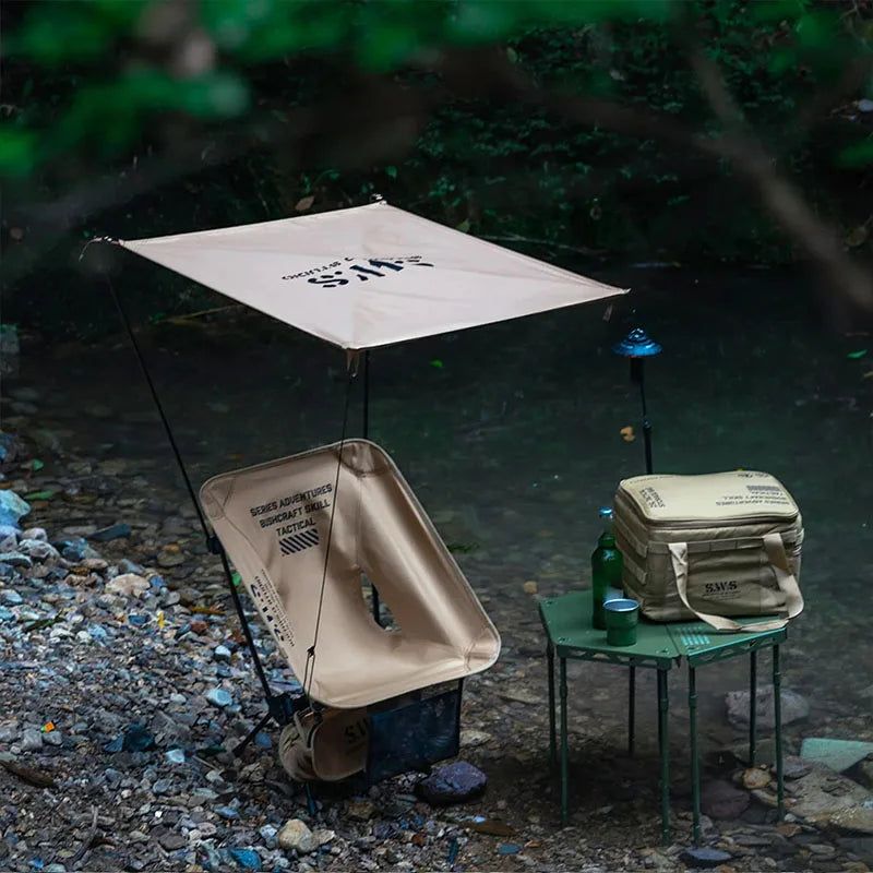 Sunshade Awning Folding Chair Set Khaki view 2