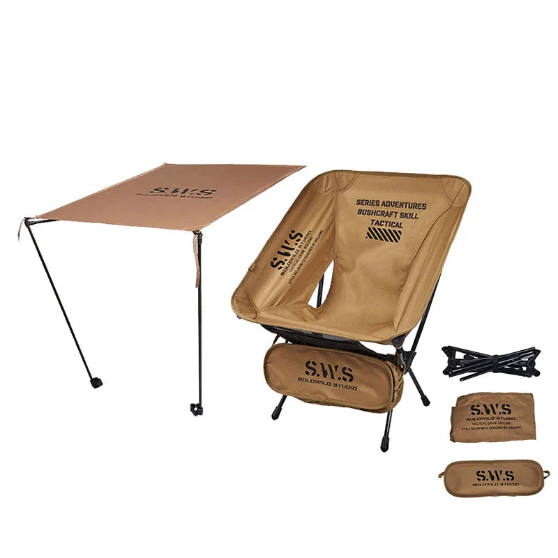 Sunshade Awning Folding Chair Set Khaki view 3