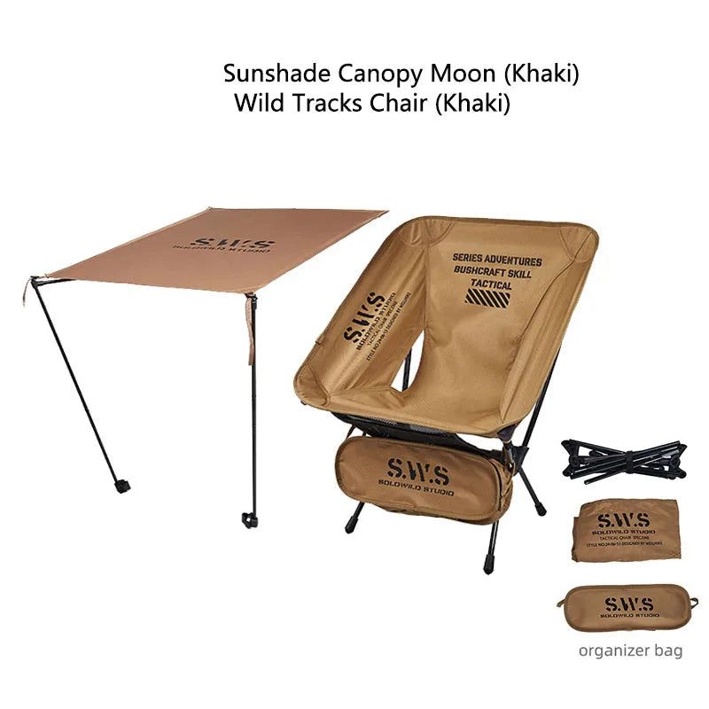 Sunshade Awning Folding Chair Set Khaki view 4