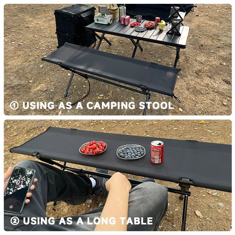 Folding Double Camping Stool Black view 3