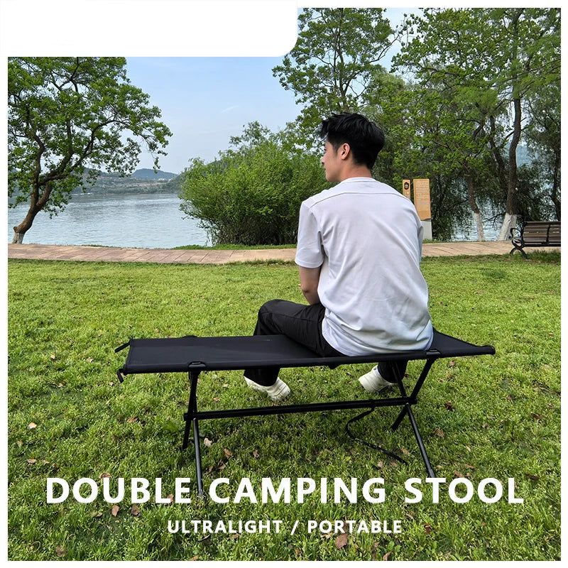 Folding Double Camping Stool Black view 6