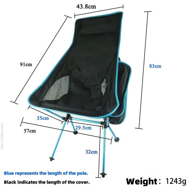 Ultra-Light Folding Camping Chair Blue view 3