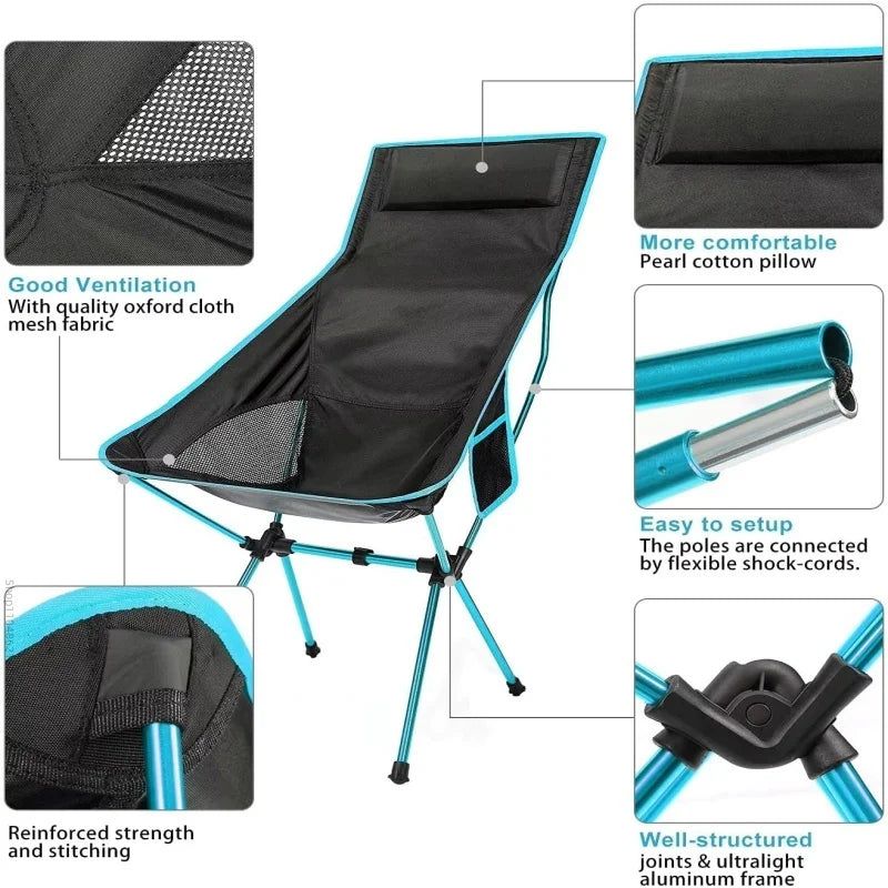 Ultra-Light Folding Camping Chair Blue view 4
