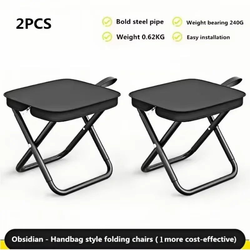 2PCS Portable Folding Backpack Stools Black view 3