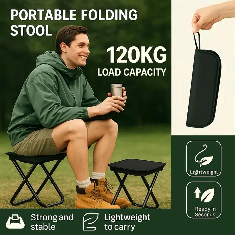 2PCS Portable Folding Backpack Stools Black view 5