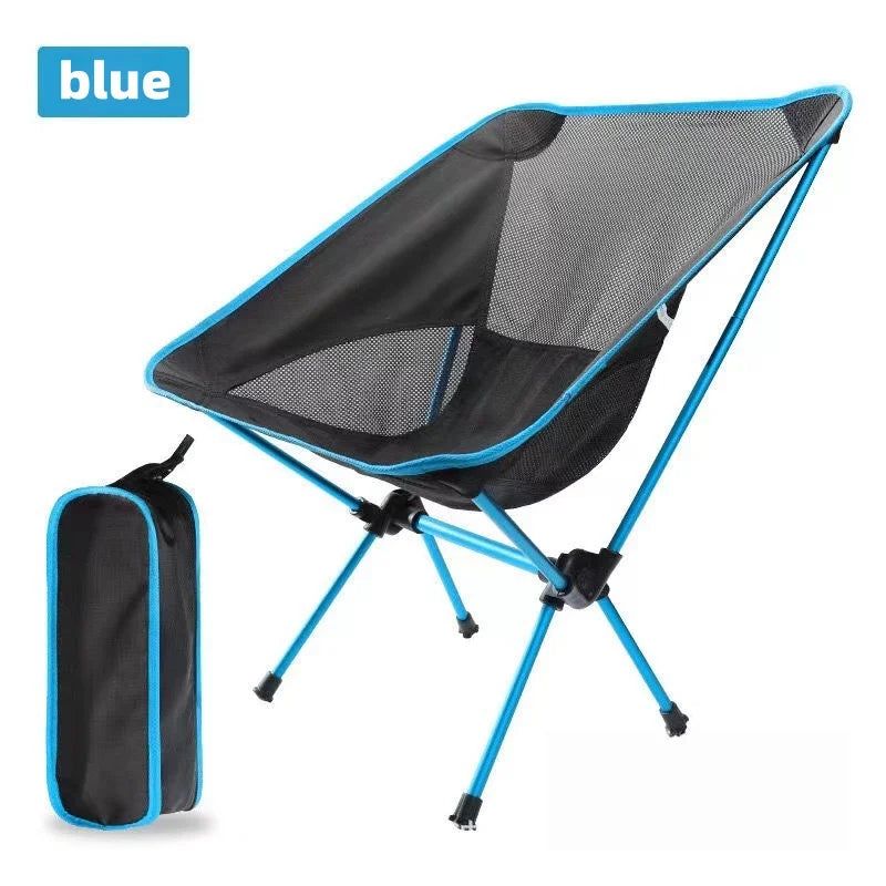 Premium Foldable Camping Chair Blue view 3