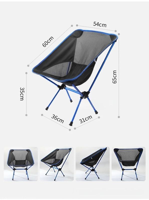 Premium Foldable Camping Chair Blue view 4
