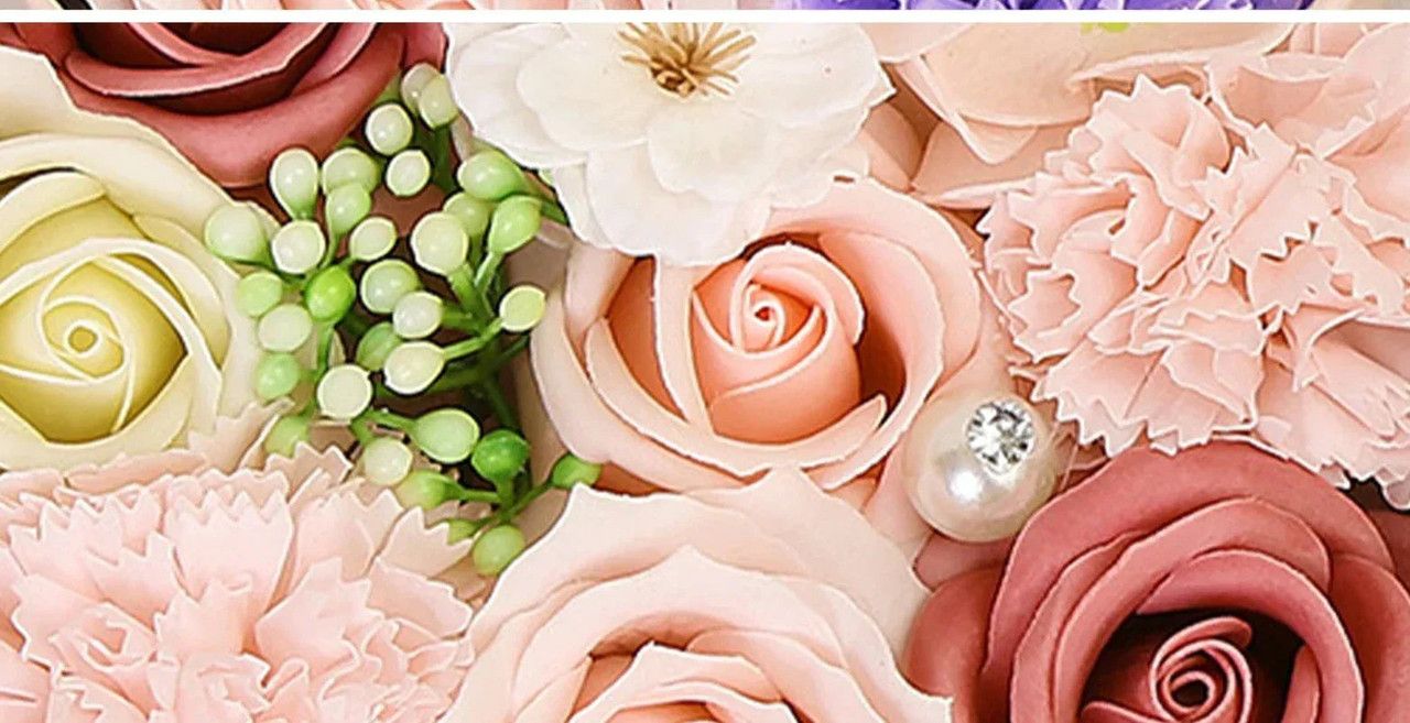 Non-Withered Soap Flower Small Round Box Decoration Set view 4