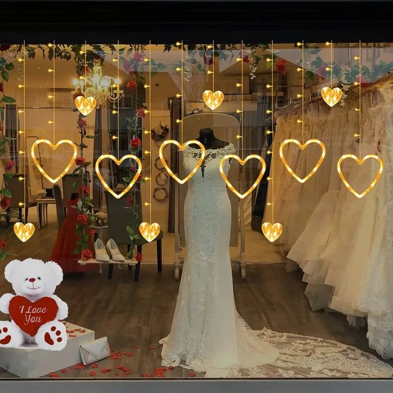 Waterproof Heart-Shaped LED Curtain String Lights view 4