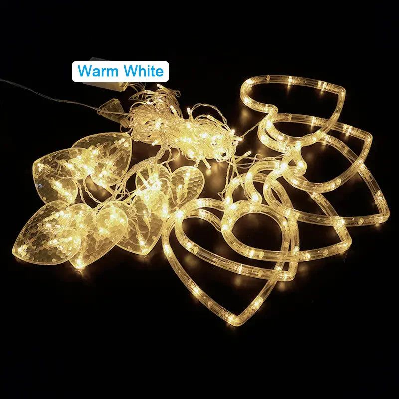 Waterproof Heart-Shaped LED Curtain String Lights view 6