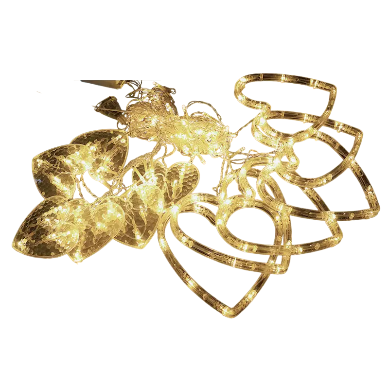 Waterproof Heart-Shaped LED Curtain String Lights view 7