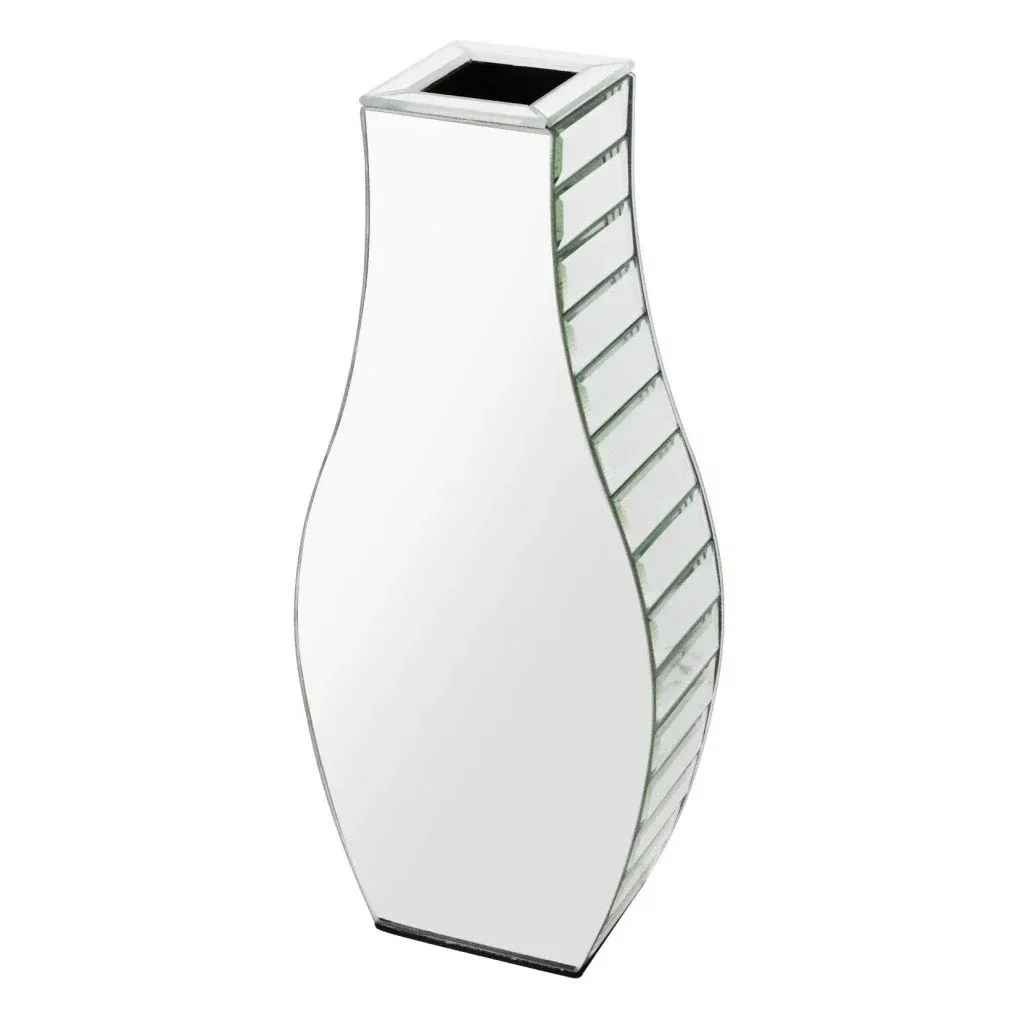 Silver Crushed Diamond Flower Vase Mirrored Glass Decorative Table Vase for view 4