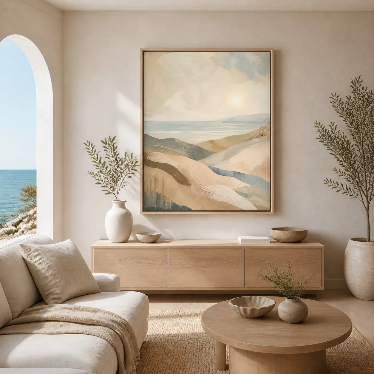 Coastal Drift Floating Frame Canvas Wall Art - Portrait - 60W x 120H cm