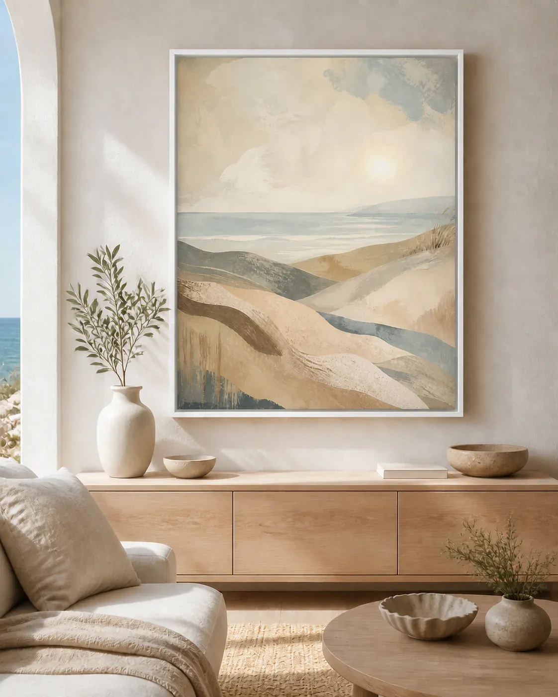 Coastal Drift Floating Frame Canvas Wall Art - Portrait - 60W x 80H cm - Black view 4