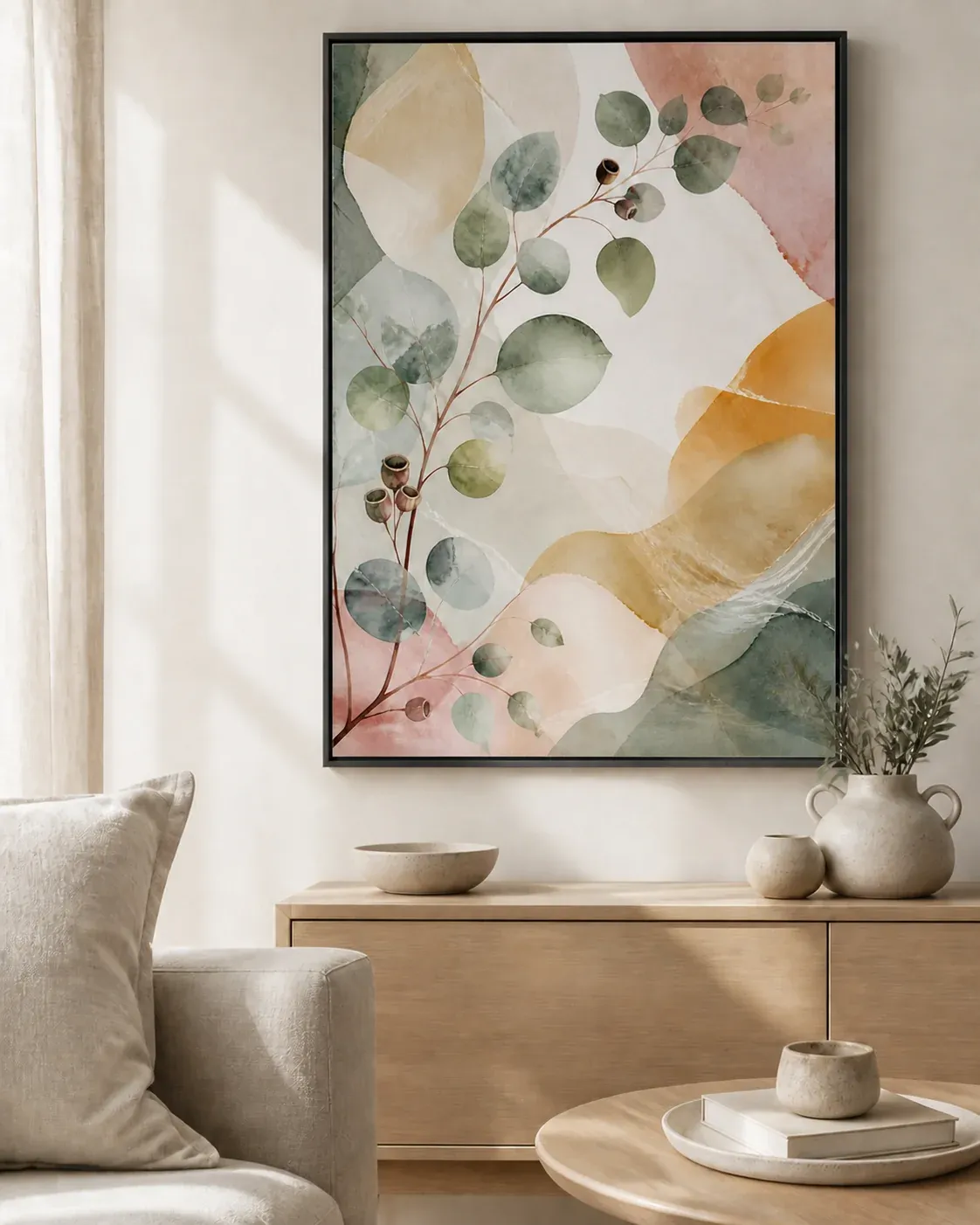 Eucalyptus Reverie Floating Frame Canvas Wall Art - Portrait - 60W x 80H cm view 2