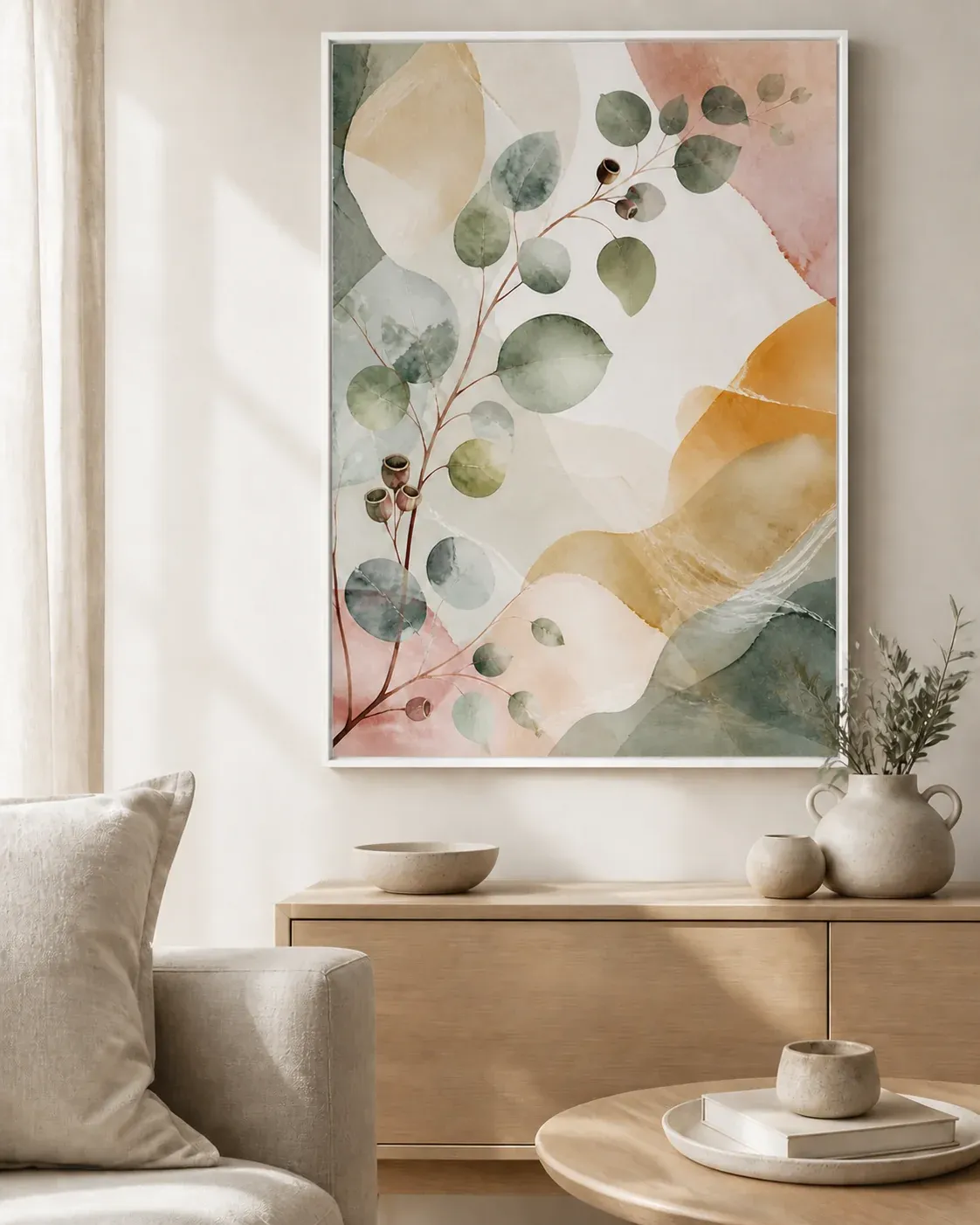 Eucalyptus Reverie Floating Frame Canvas Wall Art - Portrait - 60W x 80H cm view 3