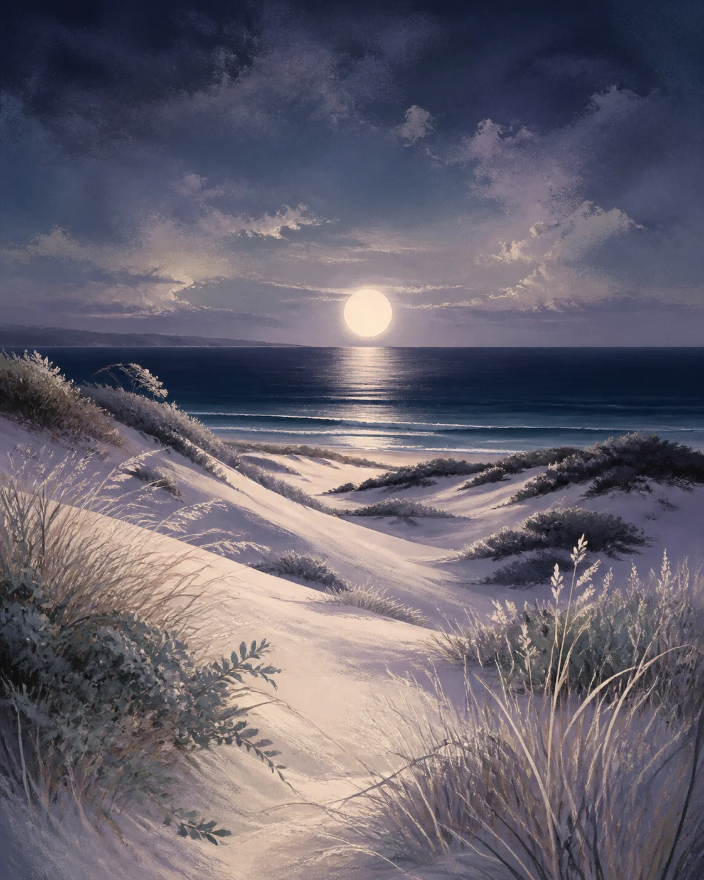 Moonlit Dunes Floating Frame Canvas Wall Art - Portrait - 40W x 50H cm view 4