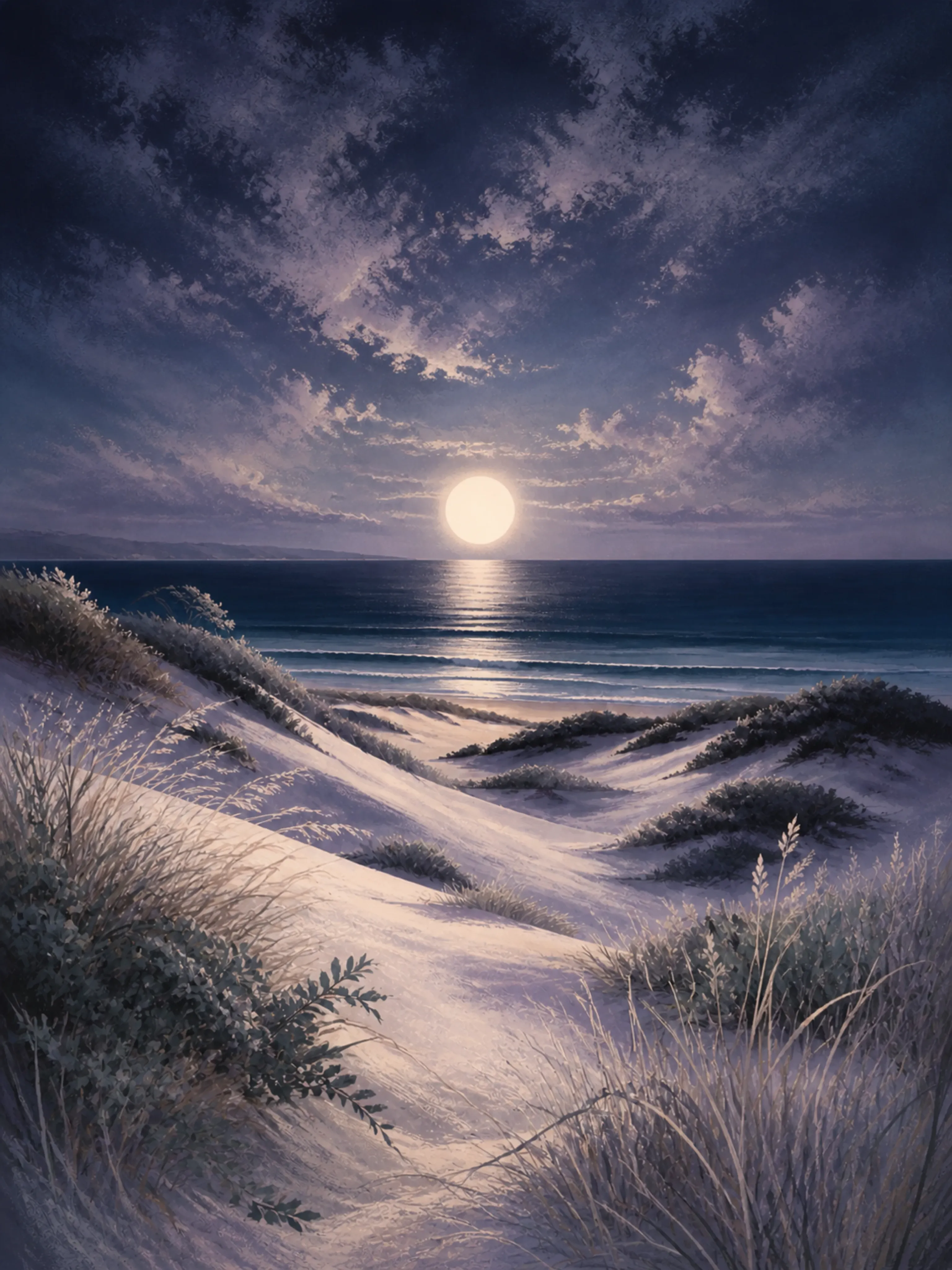 Moonlit Dunes Floating Frame Canvas Wall Art - Portrait - 40W x 50H cm view 5
