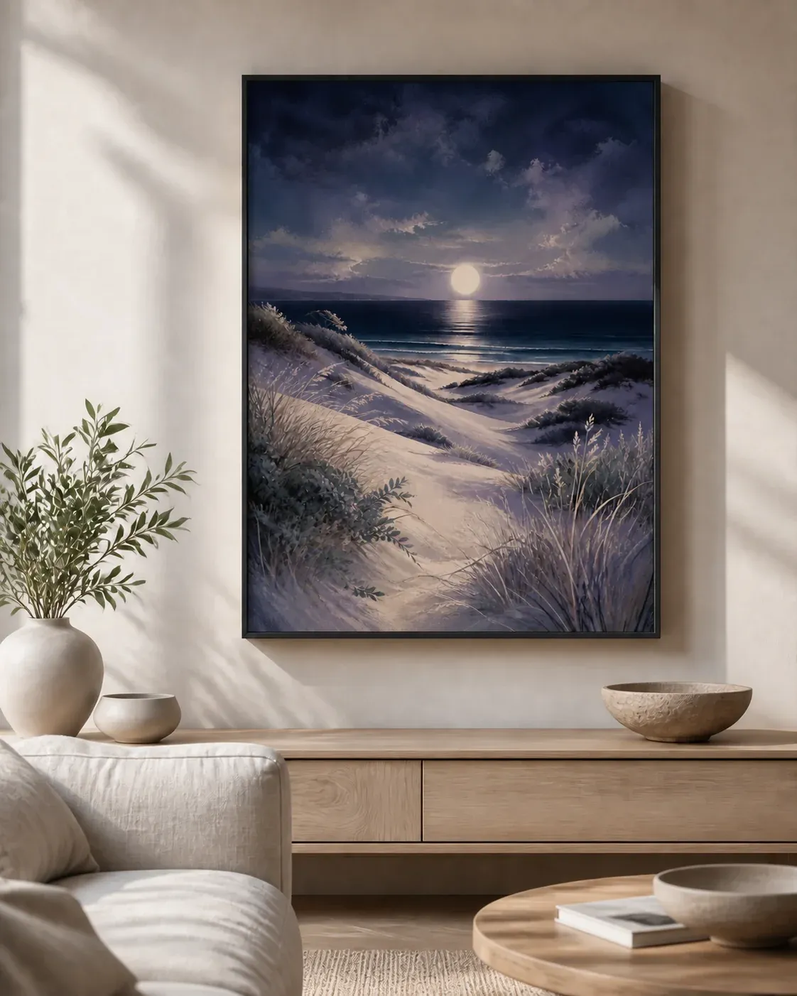 Moonlit Dunes Floating Frame Canvas Wall Art - Portrait - 60W x 120H cm view 2