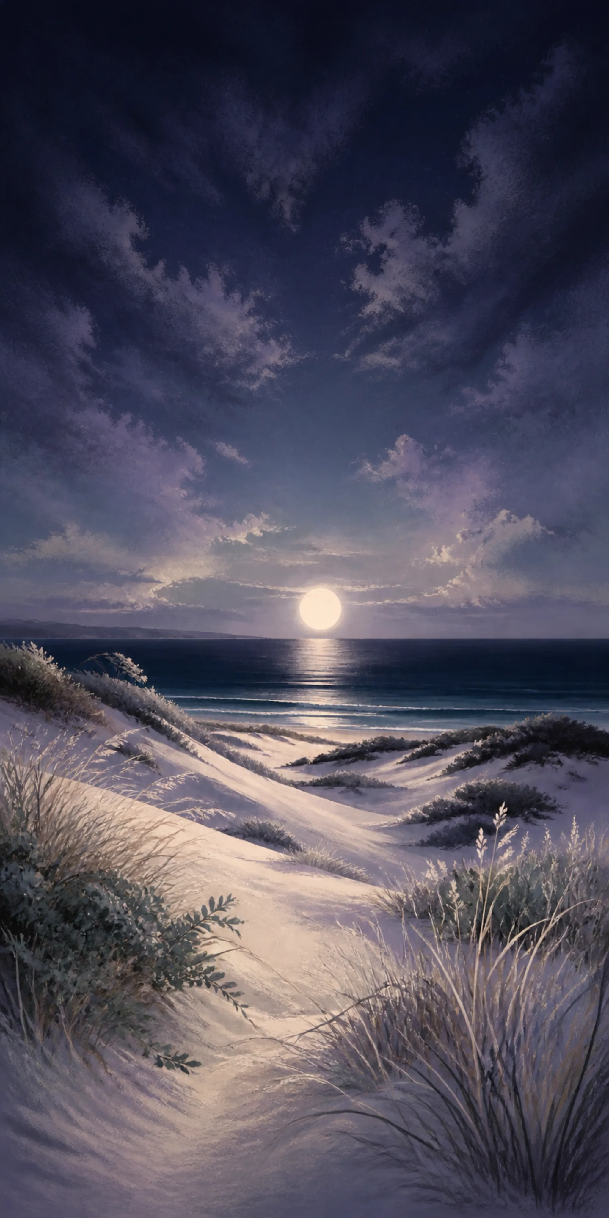 Moonlit Dunes Floating Frame Canvas Wall Art - Portrait - 60W x 120H cm view 6