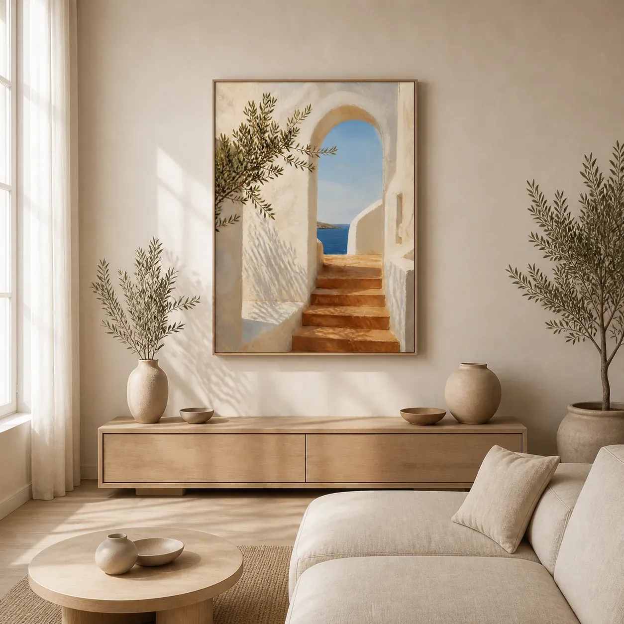 Sunlit Passage Floating Frame Canvas Wall Art - Portrait - 40W x 50H cm