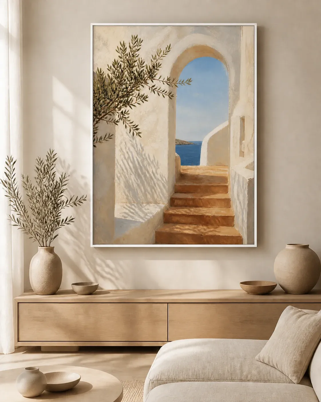 Sunlit Passage Floating Frame Canvas Wall Art - Portrait - 40W x 50H cm view 3