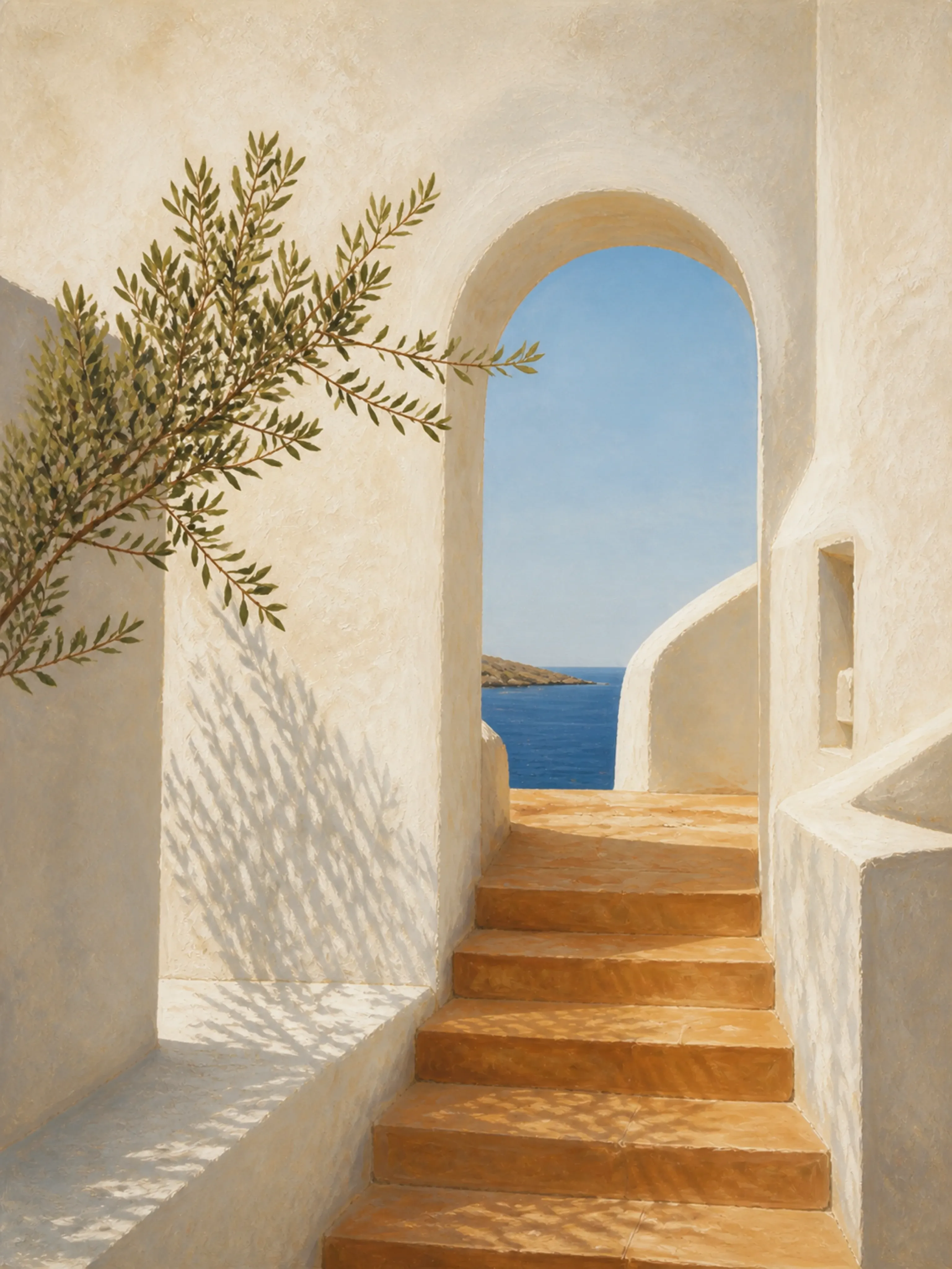 Sunlit Passage Floating Frame Canvas Wall Art - Portrait - 40W x 50H cm - White view 5