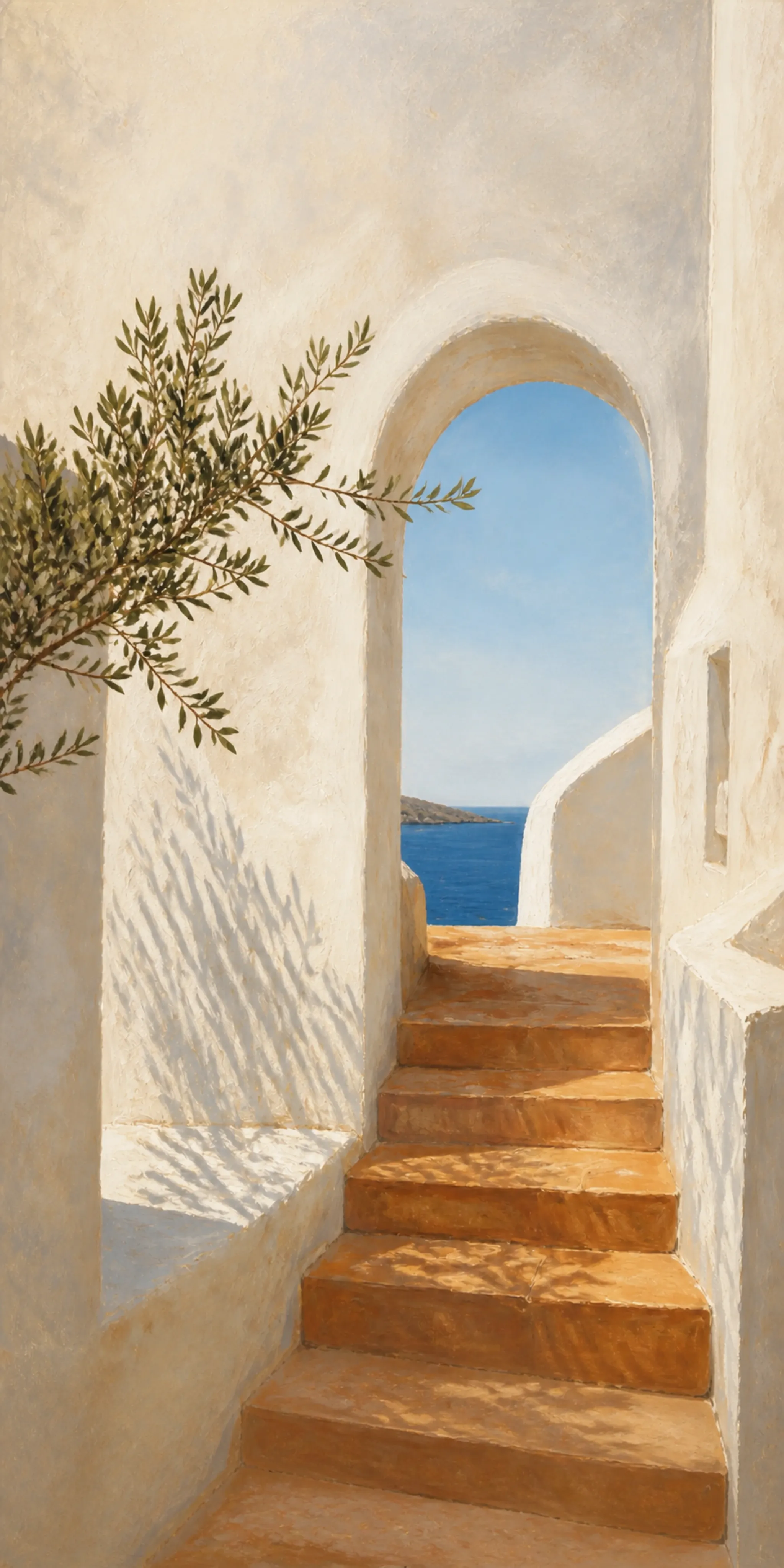 Sunlit Passage Floating Frame Canvas Wall Art - Portrait - 40W x 50H cm - White view 6