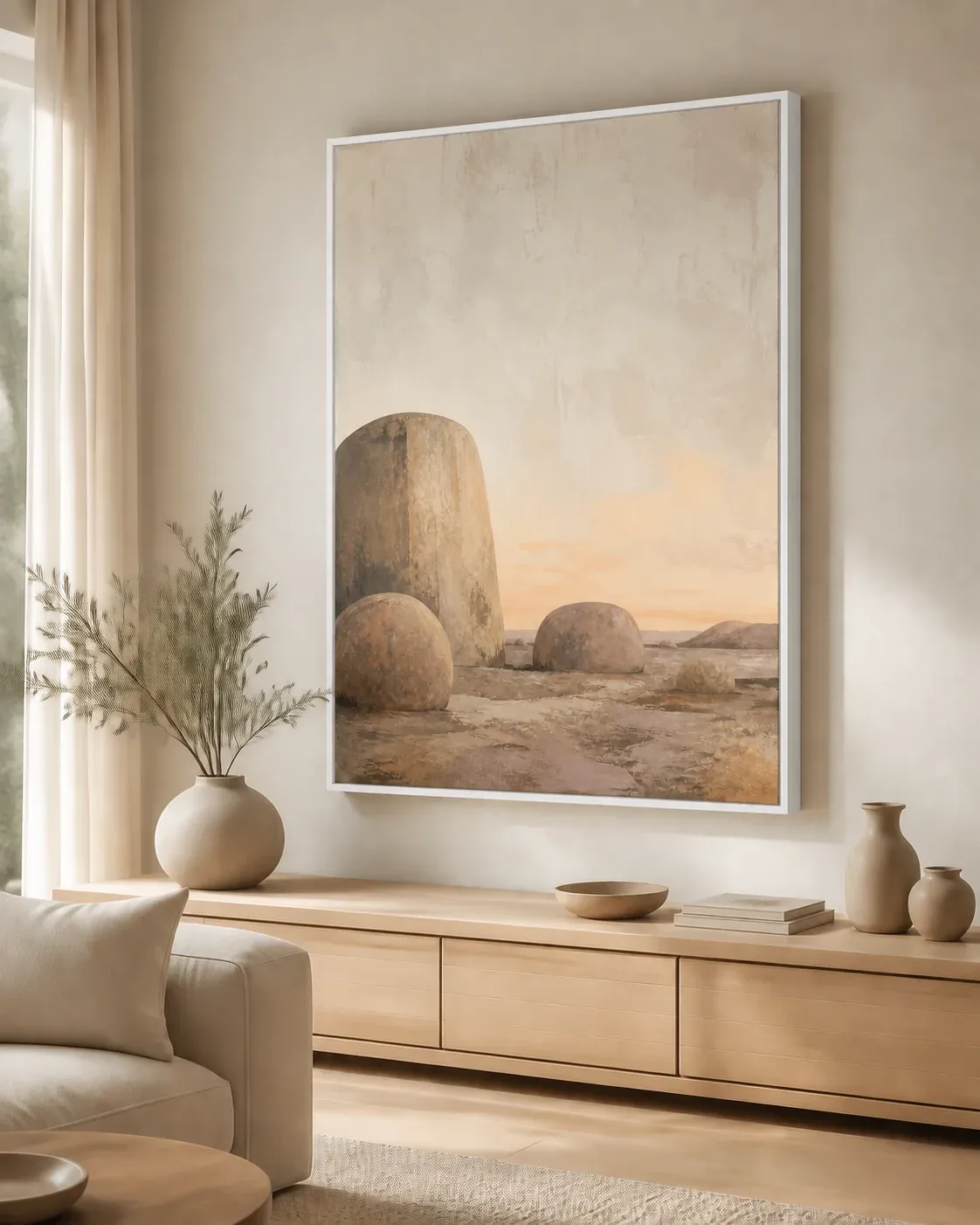 Stone and Sky Floating Frame Canvas Wall Art - Portrait - 60W x 120H cm view 3