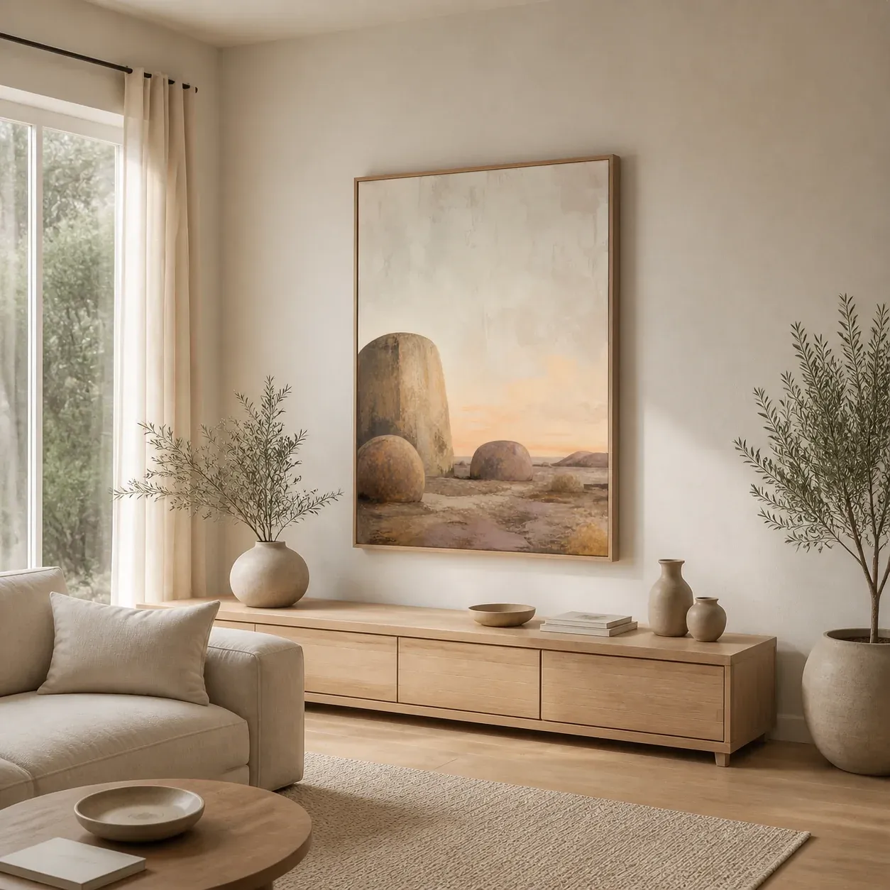 Stone and Sky Floating Frame Canvas Wall Art - Portrait - 60W x 80H cm