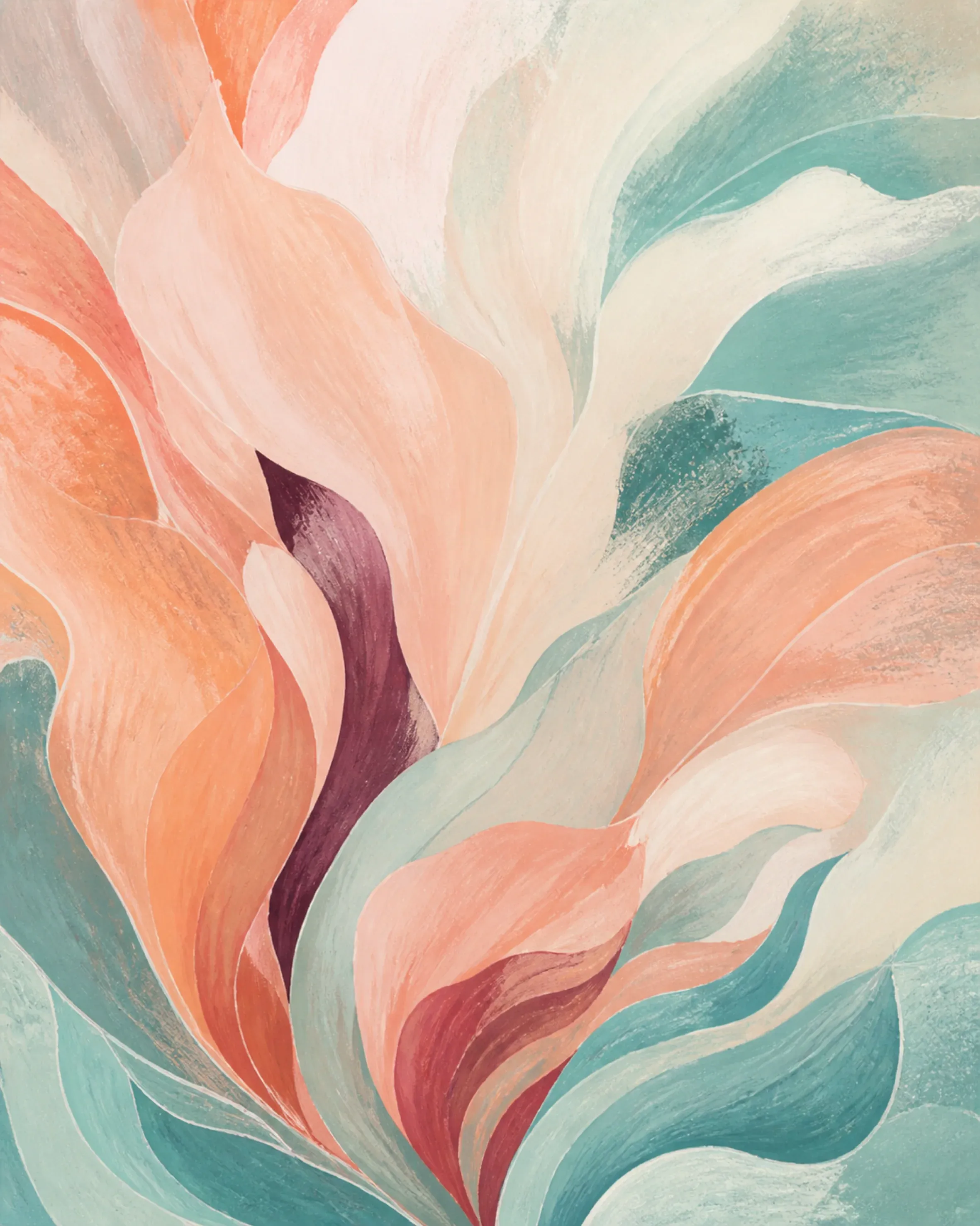 Tidal Bloom Floating Frame Canvas Wall Art - Portrait - 60W x 120H cm - White view 4