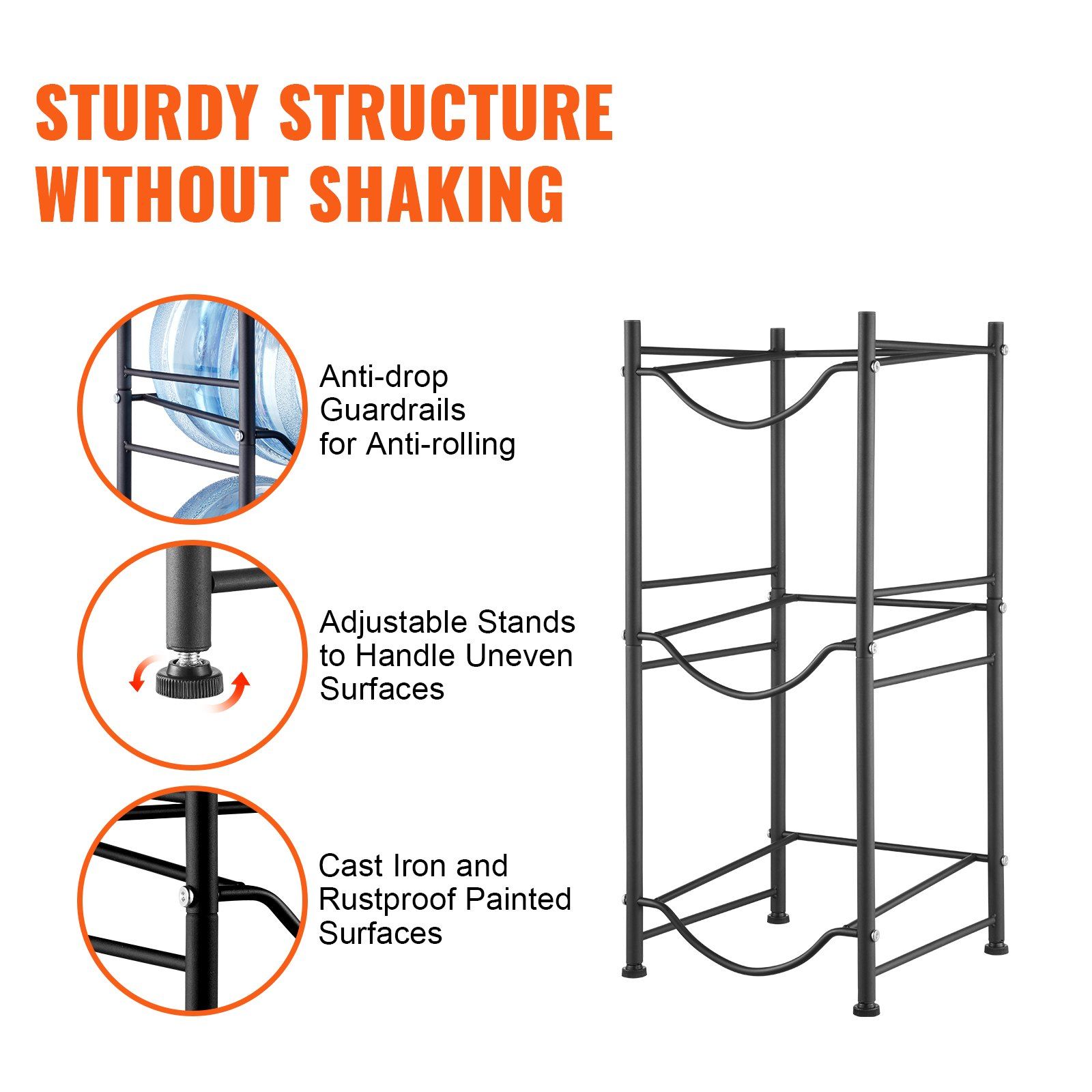 3 Tier 5 Gallon Water Bottle Holder Heavy Duty Single Row Water Jug Rack for 3 view 4