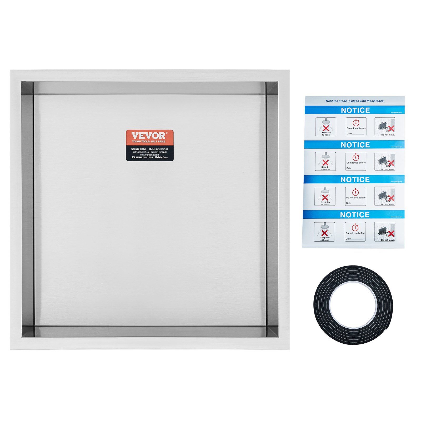 33 x 33 cm 304 Stainless Steel Shower Niche Double Shelf view 4
